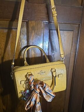 Coach Yellow Signature Leather Crossbody Satchel